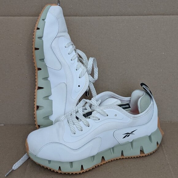 Reebok Zig Dynamica Running Sneakers Women's Athletic Shoes Size 8 White/Green . - Picture 2 of 16